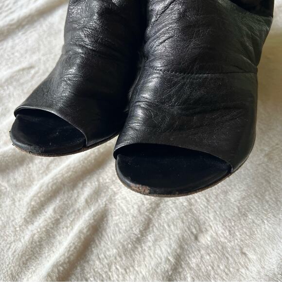 Marsell Bolla Black Leather Peep Toe Convertible Mule/Sling-Back Block Heel - Picture 10 of 14